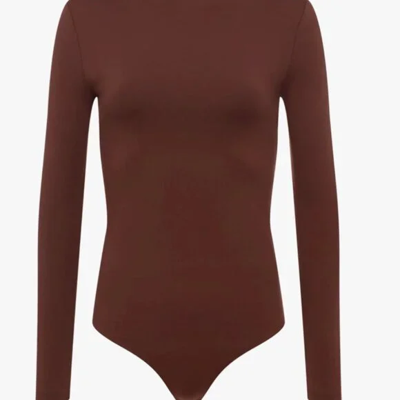 NWOT Nuuds Open Back Bodysuit Medium Black Cherry Slimming Bodycon Holiday Top - Picture 3 of 10